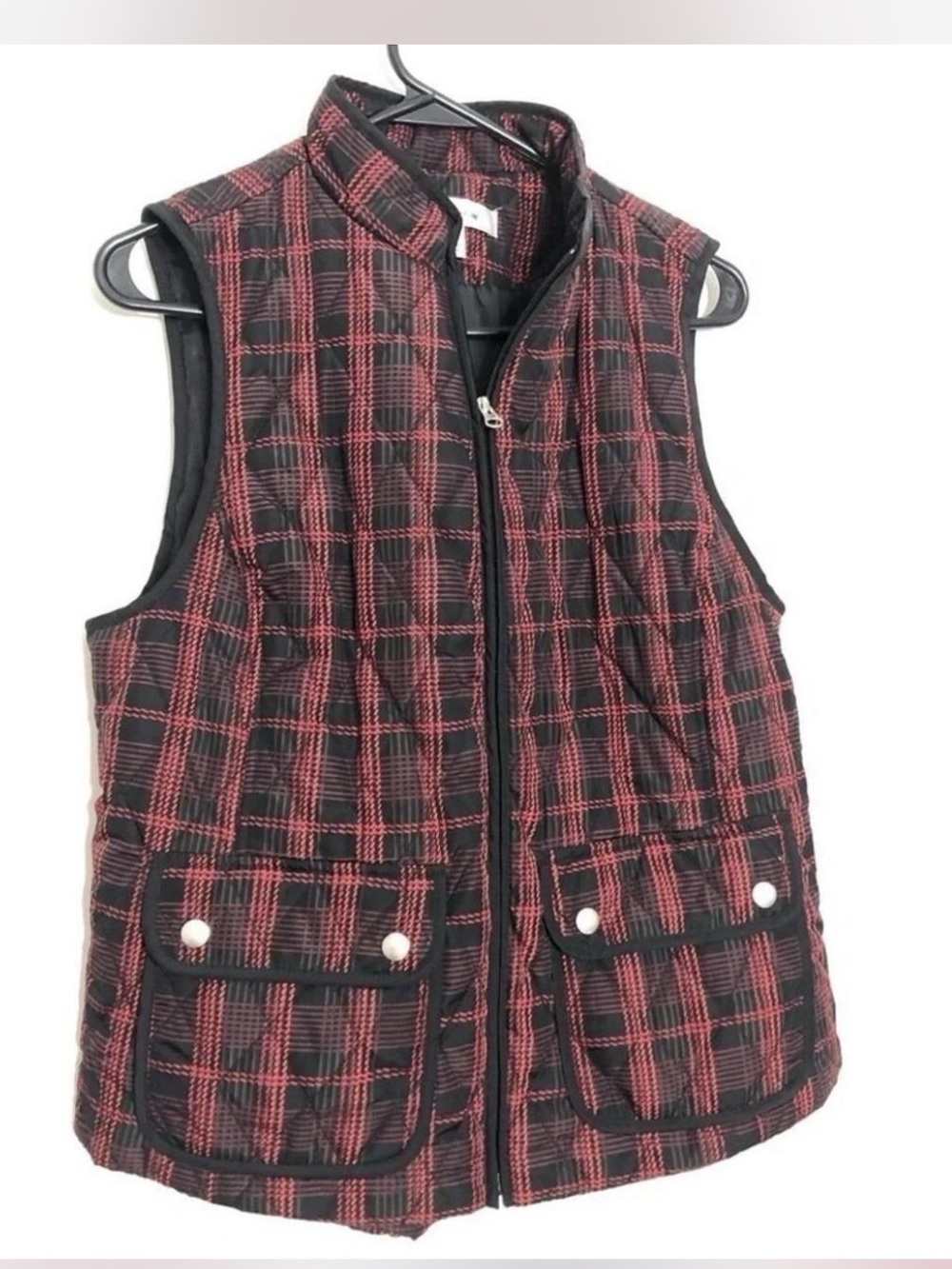 croft & barrow Black and Red Plaid Quilted Jacket Lining - Picture 10 of 10